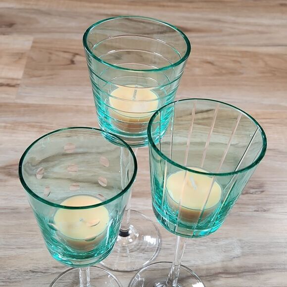 🩵PartyLite Santorini Stemmed Tealight/Votive Candle Holder Trio - Picture 7 of 12